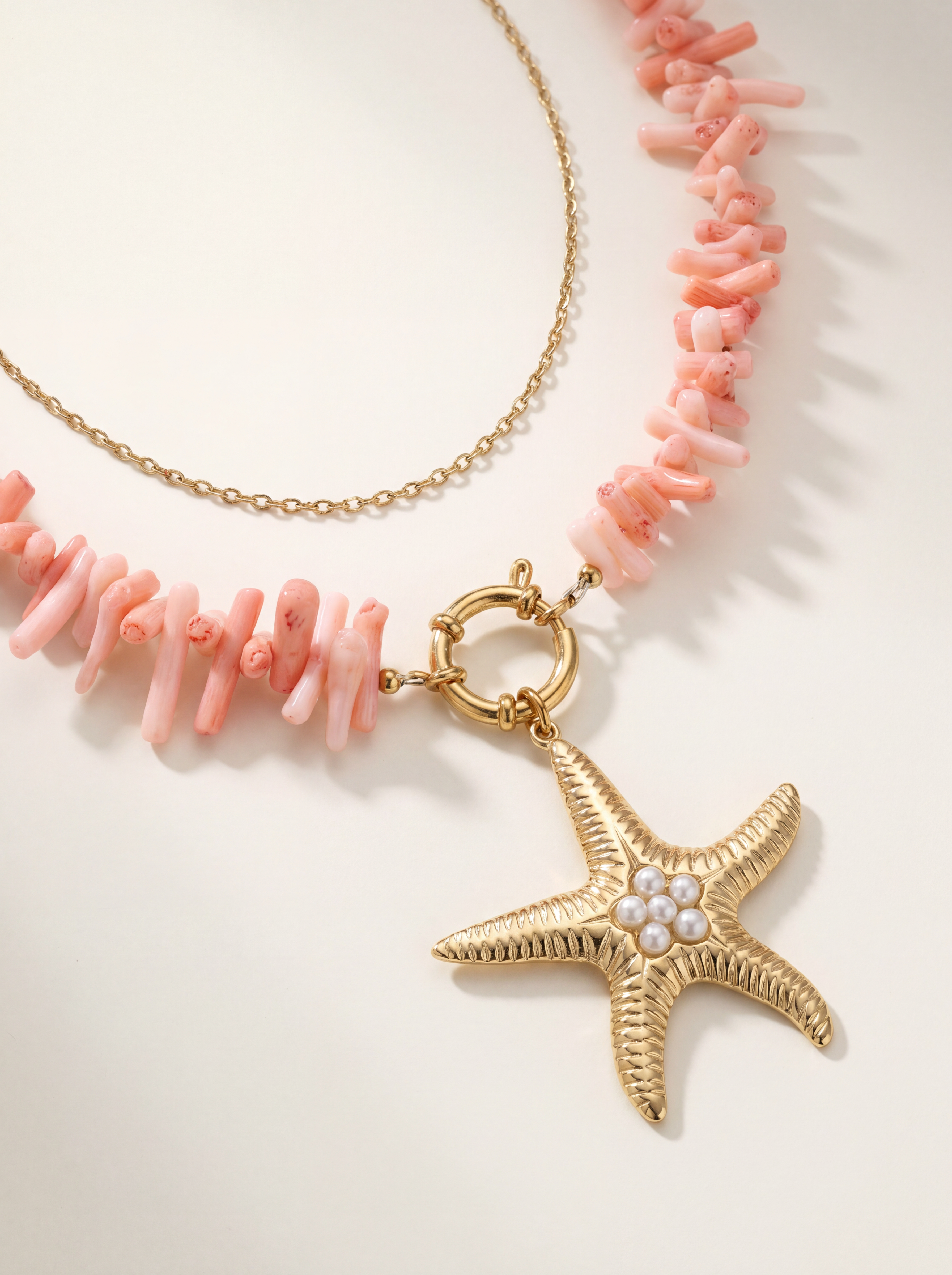 Collana Ariel Rosa – Corallo Bamboo & Stella Marina