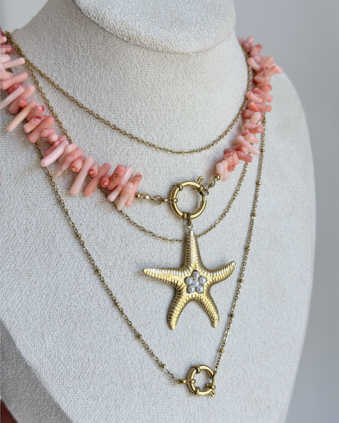 Collana Ariel Rosa – Corallo Bamboo & Stella Marina